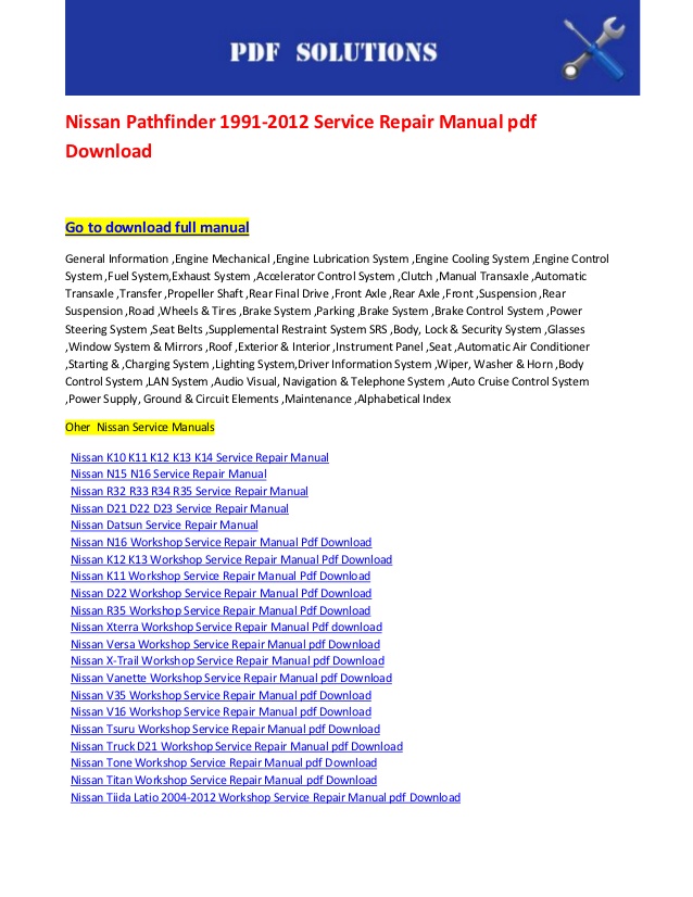 2002 nissan pathfinder service manual